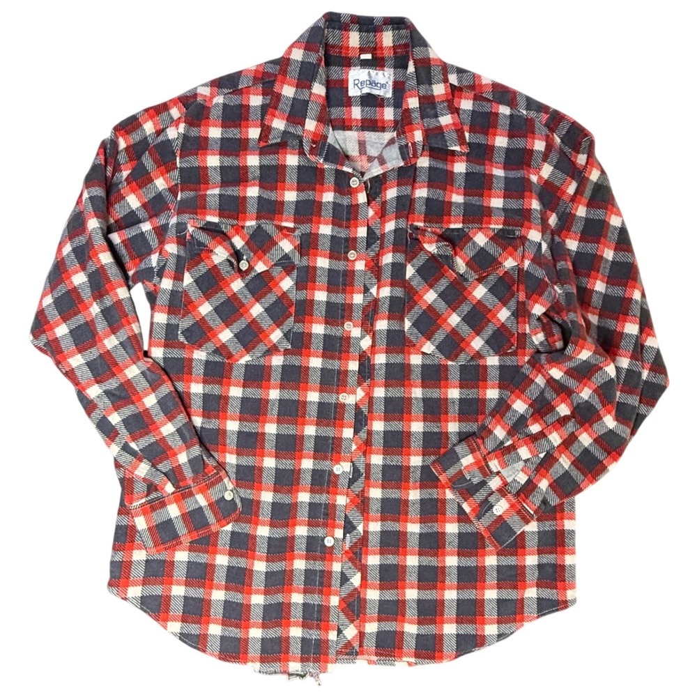 Repage Menswear Plaid Flannel‎ Shirt Long Sleeve Button Down Casual Top